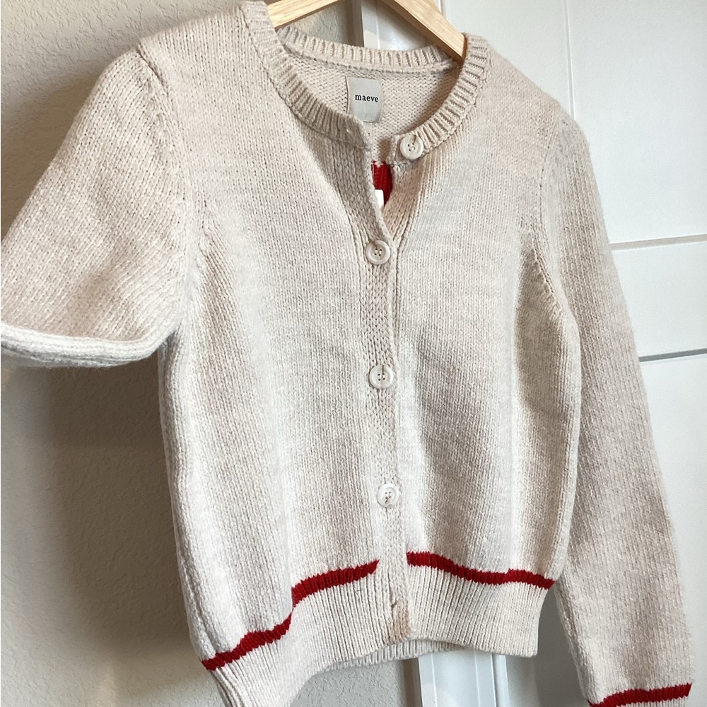 🍒Anthropologie Cherry Sweater Maeve Icon Cardigan New Small Fruit Ivory Red - Picture 13 of 15